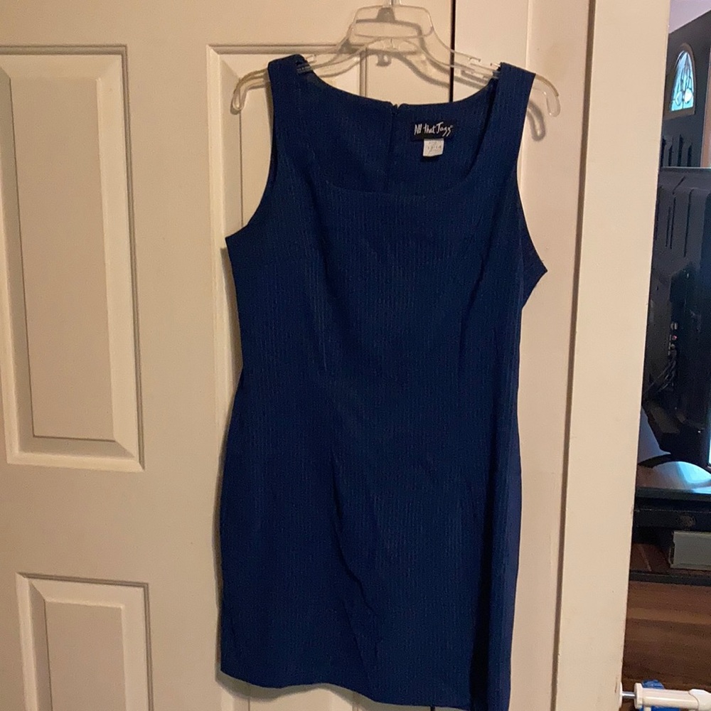 Vintage all that Jazz navy pinstriped dress 13/14